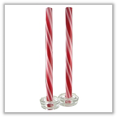 Holiday Stripe Straight Sided Candles - 7/8&quot; x 12&quot; - Candy Cane dad-ss-st-cc